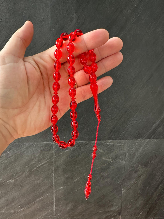 Amber Ottoman Tasbih – 33 Resin Prayer Beads with Classic Tassel | Handmade Misbaha | Islamic Gift | Tasbeeh for Dhikr & Collectors