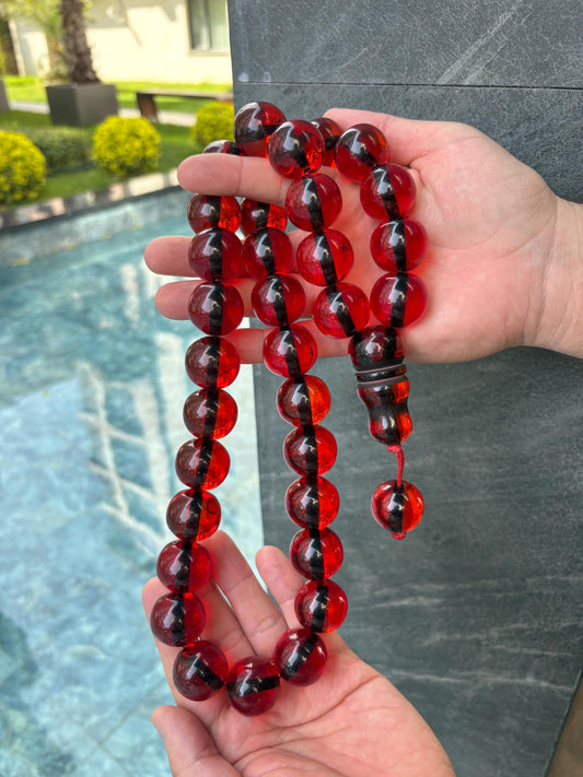 Handmade Red Resin Tasbih | Islamic Prayer Beads | Misbaha for Muslims & Collectors | Subha Worry Beads | Spiritual Gift for Him