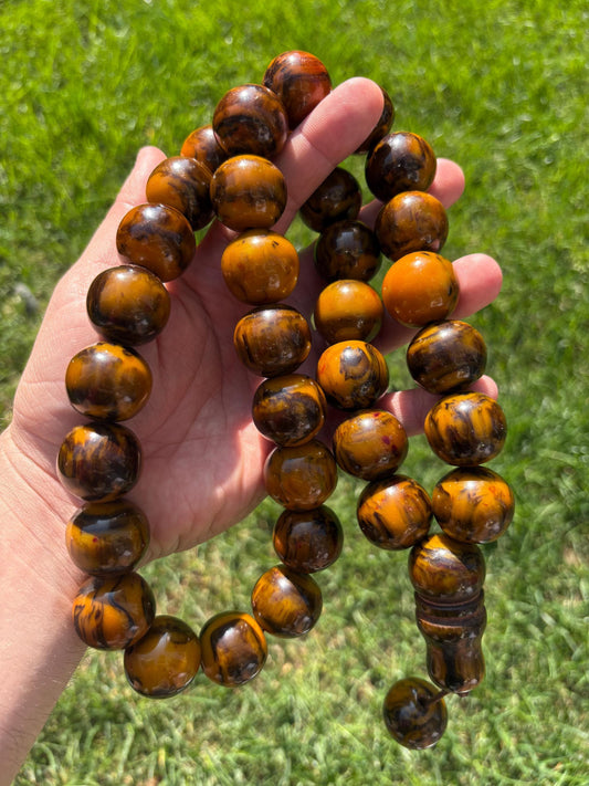 Large Turkish Tasbih – Vintage Style Islamic Prayer Beads | Handmade Ottoman Amber Misbaha | Resin Dhikr Beads | Spiritual Gift