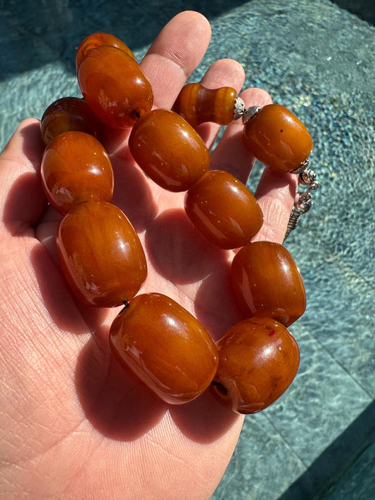 Amber Resin Islamic Prayer Beads – Handmade Tesbih with Silver Tassel | Gift for Him | Worry Beads for Stress Relief & Mindfulness