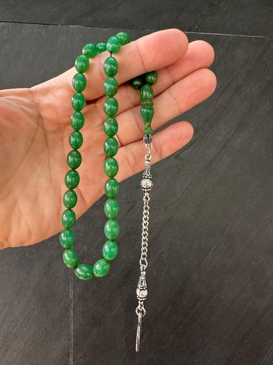 Vintage Amber-Look Ottoman Tasbih – 33 Resin Prayer Beads with Filigree Tassel | Islamic Gift | Misbaha for Collectors & Reflection
