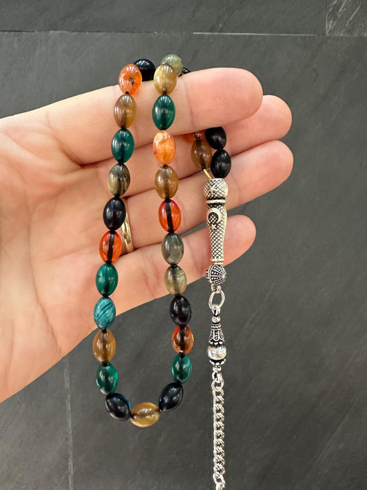 Deep Honey Amber Tasbih – 33 Barrel Prayer Beads with Ottoman Style Tassel | Islamic Meditation Gift | Collector’s Misbaha