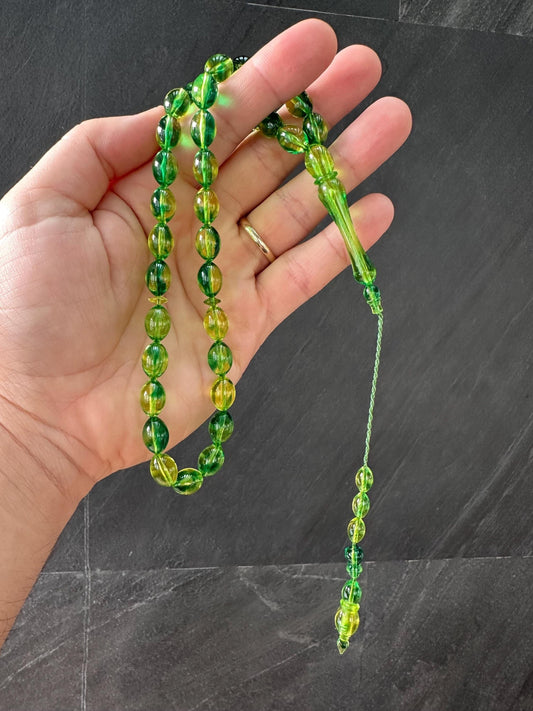 Vintage Amber Ottoman Tasbih – 33 Handmade Resin Prayer Beads with Tassel | Islamic Misbaha | Gift for Collectors & Meditation