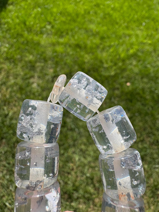 Handcrafted Clear Resin Tasbih with Silver Leaf – 33-Bead Islamic Prayer Beads | Elegant Misbaha for Dhikr & Meditation | Spiritual Gift