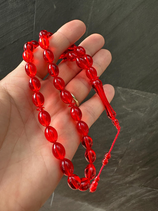 Amber Ottoman Tasbih – 33 Resin Prayer Beads with Classic Tassel | Handmade Misbaha | Islamic Gift | Tasbeeh for Dhikr & Collectors